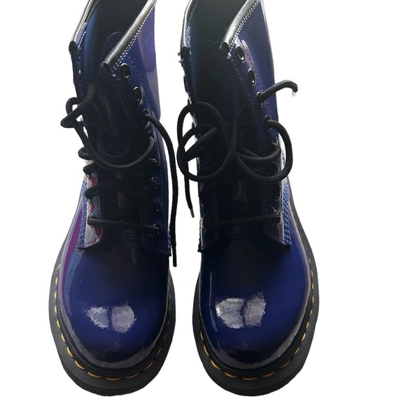Blue Patent Leather Women's Boots - Picture 3 of 11
